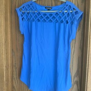 Express Women's Vibrant Blue Lattice Blouse